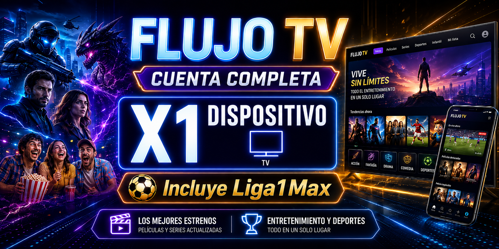 FLUJO TV X 1 DISPOSITIVO  - 30 DIAS